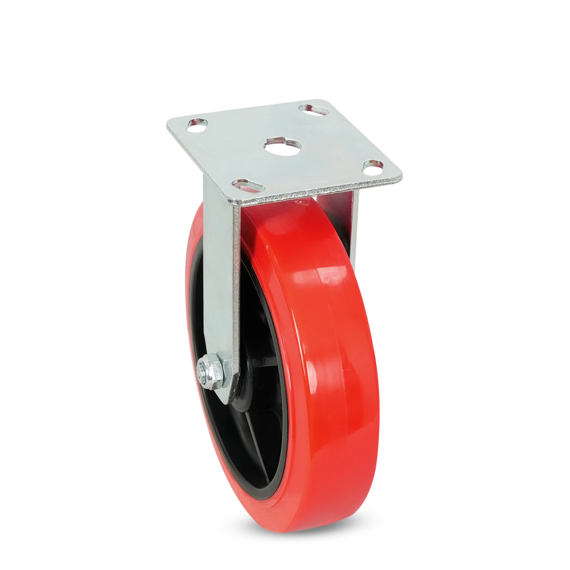 Klutch 8in. Polyurethane Rigid Caster, 880-Lb. Capacity, Red